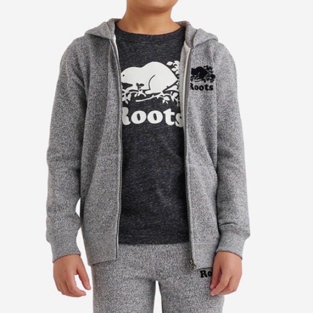 Roots Kids Heather Gray Fleece Full-Zip Hoodie